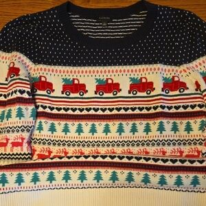 Talbots Navy and White Holiday Sweater
